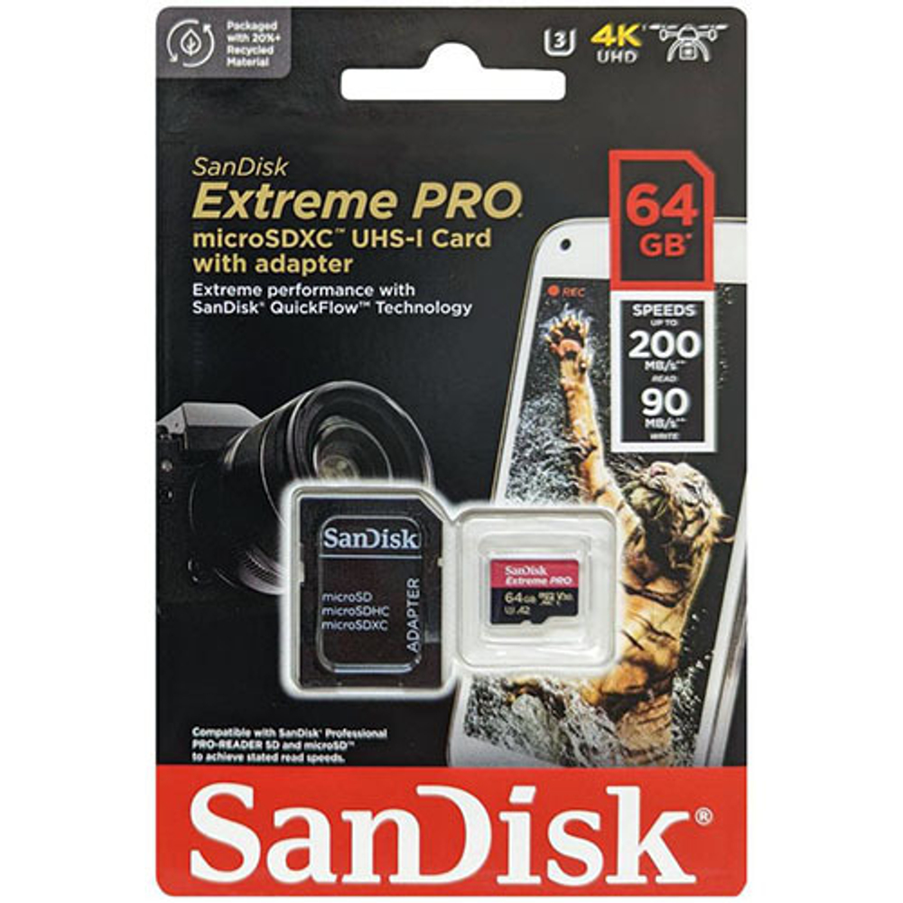 Флеш карта SanDisk Extreme PRO microSDXC™ UHS-I - 64 ГБ 200/90MB/s