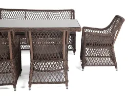 "Катания" обеденная группа плетеная на 6 персон, цвет коричневый