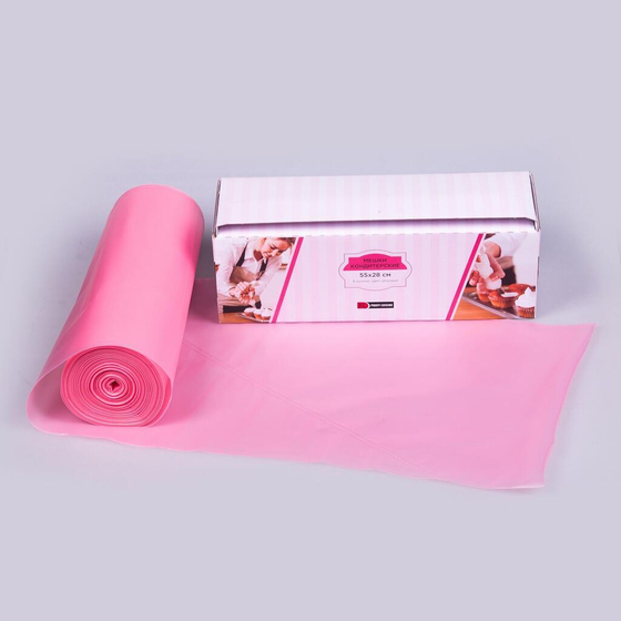 Мешок кондитерский 3-сл в рулоне 53 см розовый, 80 мкм, особо прочные швы, 100 шт/рул, P