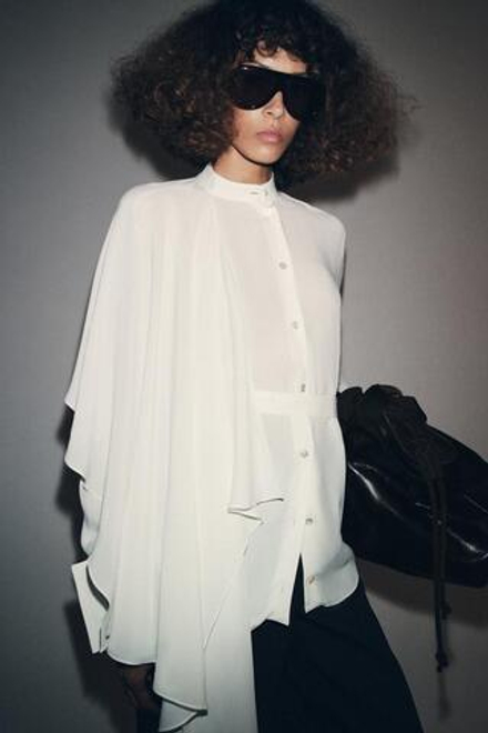 ZARA АСИММЕТРИЧНАЯ РУБАШКА ZW COLLECTION, ЭКРЮ