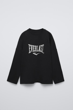 ZARA ЛОНГСЛИВ С НАДПИСЬЮ EVERLAST © WORLDWIDE INC, ЧЕРНЫЙ