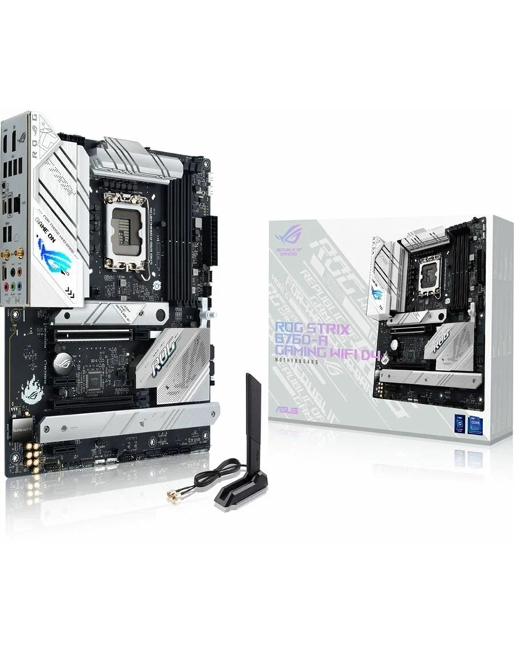 Материнская плата ASUS ROG STRIX B760-A GAMING WIFI, LGA1700, B760, 4*DDR5, 4*SATA, 3*M.2, 9*USB 3.2, 4*USB 2.0, Type-C, 2*PCIx16, 2*PCIx1, DP+HDMI, ATX; 90MB1EP0-M0EAY0