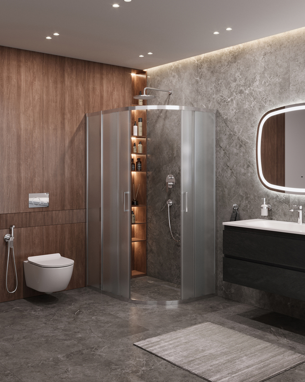 Душевой уголок Cezares MOLVENO-RH-2-130/100-P-Cr, 130х100х195, профиль хром, стекло Punto матовое