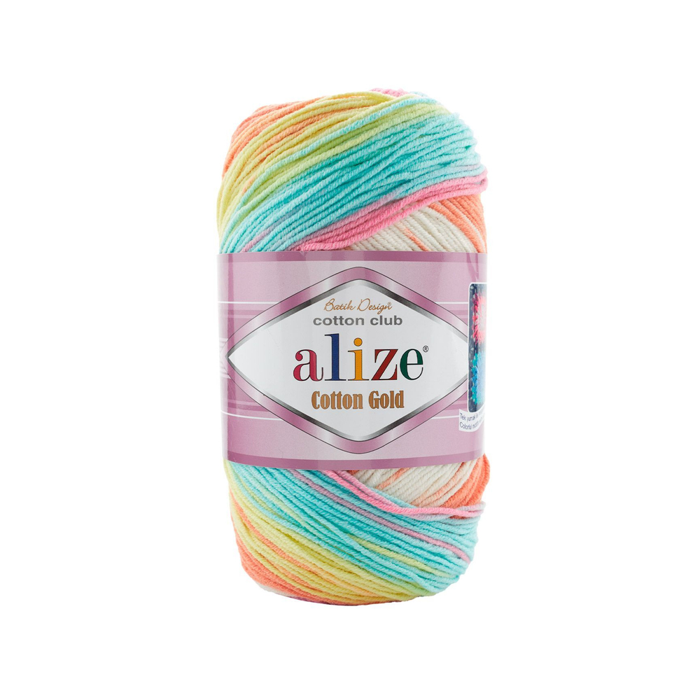 Коттон голд батик (Cotton gold batik) пряжа Alize 55%хлопок 45%акрил 5х100г/330м (7937)