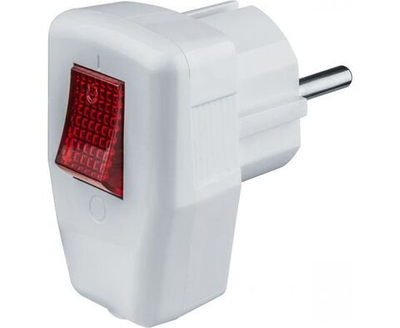 вилка угловая NAVIGATOR NCA-PL05 16A ESC-WH с/з с/выключателем белая