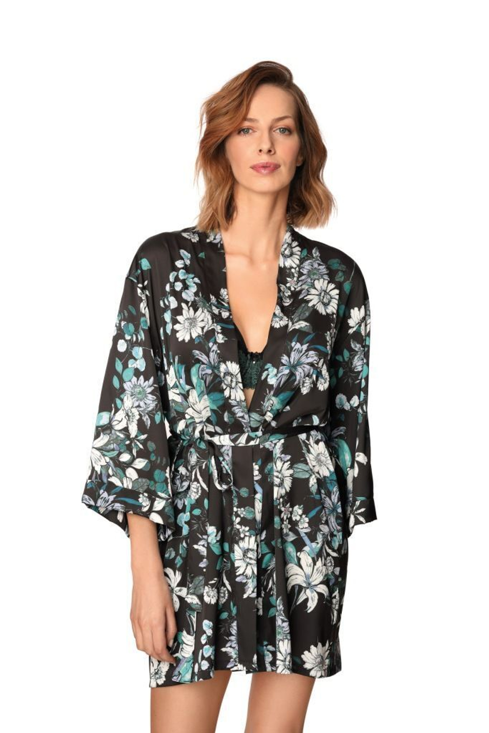 Халат Xena с длинным рукавом (Размер: S) (Цвет: черный с зеленым)