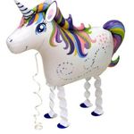Шар (35"/89 см) Ходячая Фигура, Единорог, Белый 1 шт.