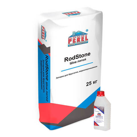 Perel Rodstone Шов-литой,красный, мешок 25 кг и раствор 1л - Затирка для брусчатки, водонепроницаемая