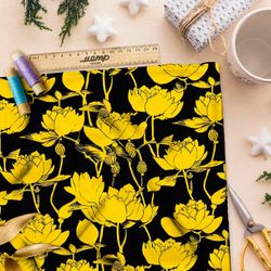 Ткань премиум интерлок контрастные цветы