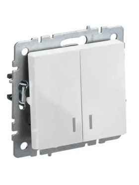 2-клавишный выключатель IEK Brite с индикацией 10а вс10-2-1-брб белый BR-V20-1-10-K01