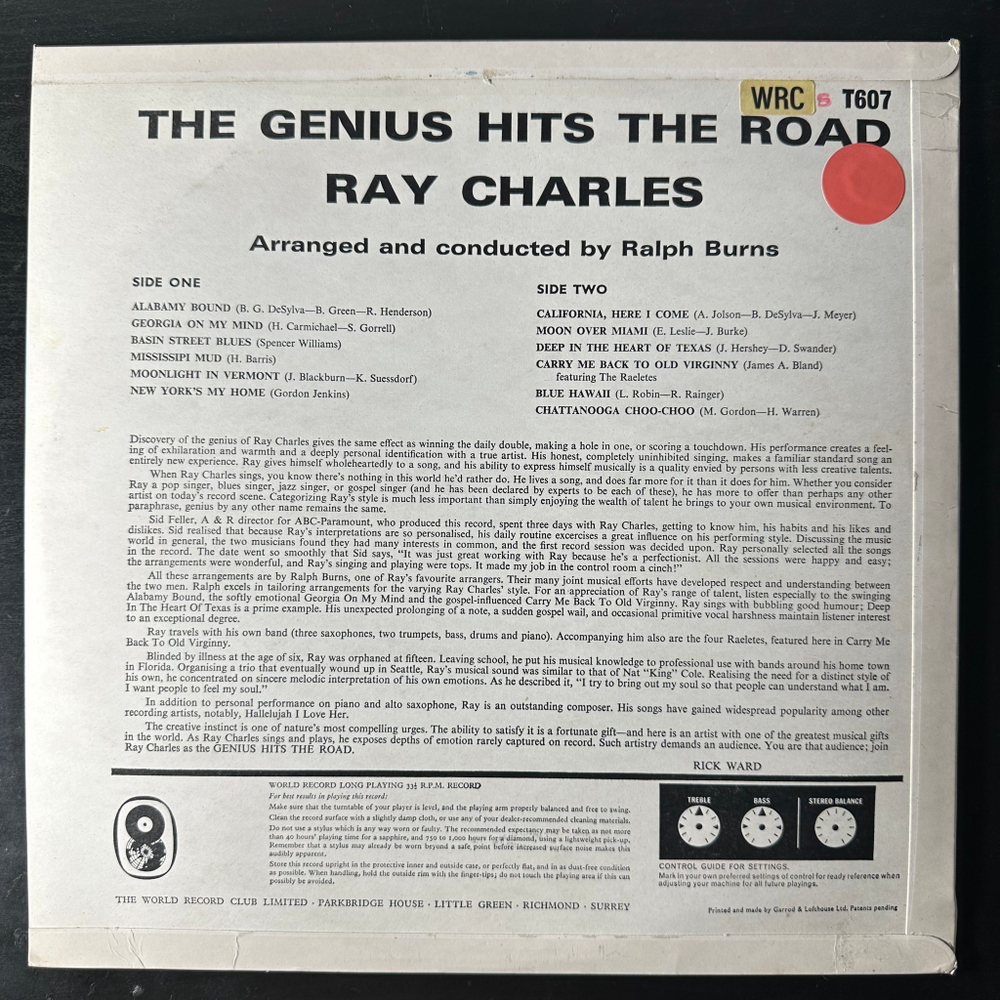 Ray Charles ‎– The Genius Hits The Road (Англия)