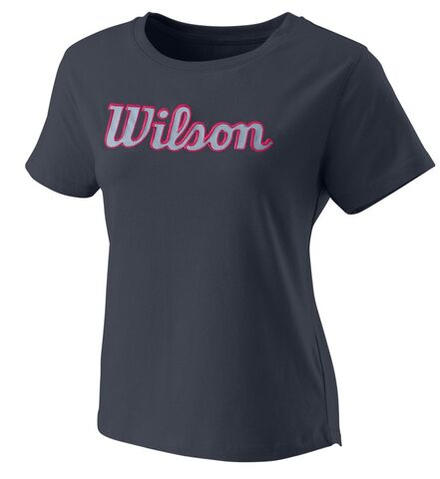 Женская теннисная футболка Wilson Script Eco Cotton Tee W - черный
