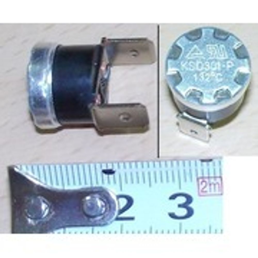 Биметаллический термостат 132°C, клемма 6.3mm (нормально замкнут) KSD301