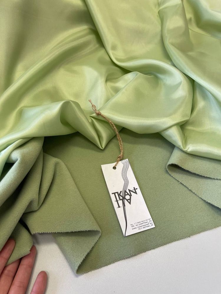 Пальтовая однотонная шерсть с кашемиром (Alta Moda для Valentino, 85%шерсть/15%кашемир, Зеленый тростник, 560 гр/м2, 150)