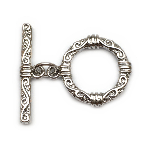 Замок тогл "Виток" 17х14 мм, родий