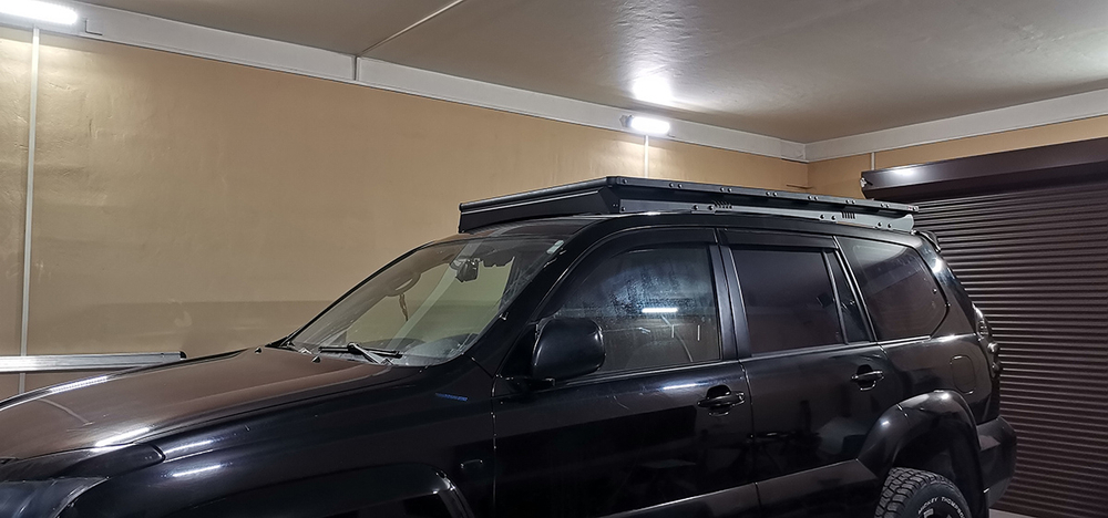 Багажник экспедиционный (платформа) алюминиевый 1150x2080 мм для Toyota Land Cruiser Prado 120 (с крепежом) РИФ