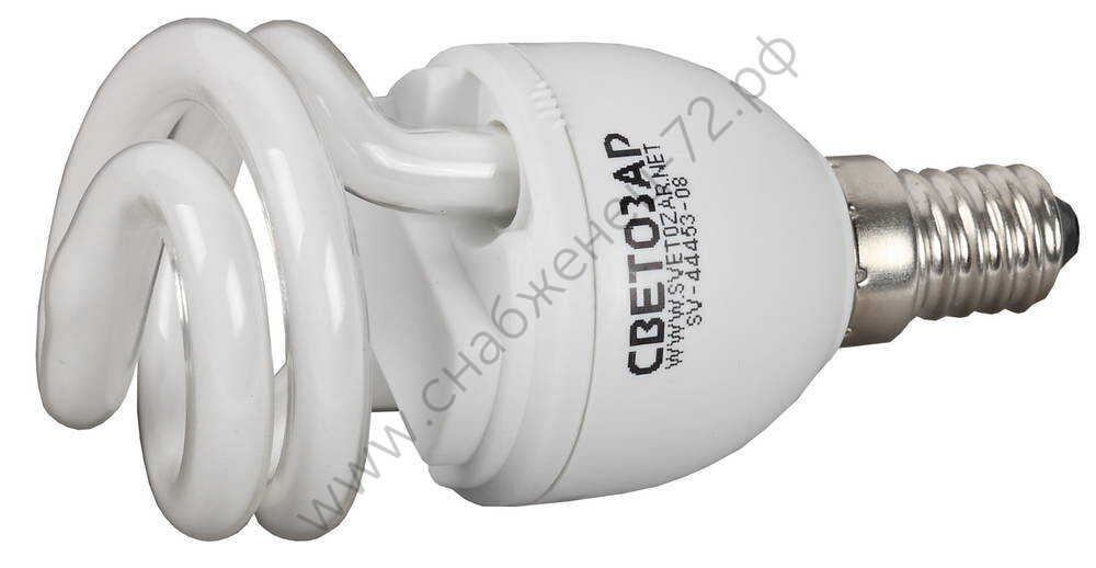 Энергосберегающая лампа СВЕТОЗАР ″Спираль″, цоколь E14 (миньон), теплый белый свет (2700 К), 6000 час, 8Вт(40)