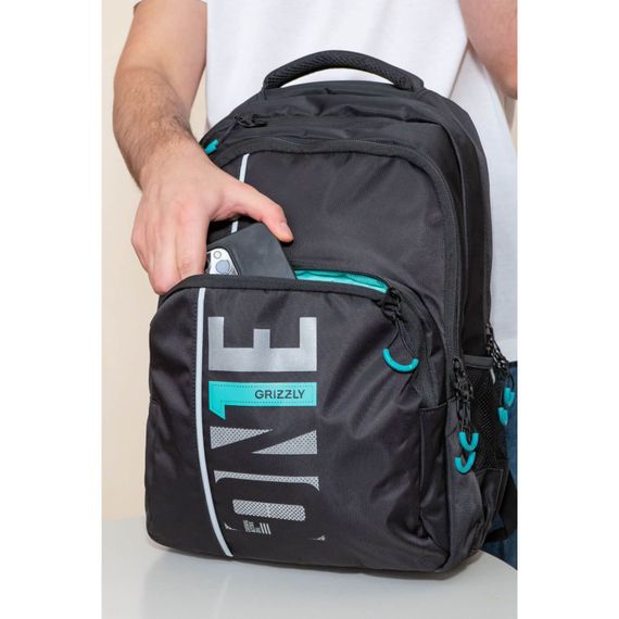 Çanta \ Bag \ RU-330-5 Рюкзак (/3 черный - бирюзовый)