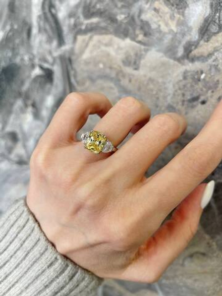 Кольцо прямоугольник даймонд мини желтое