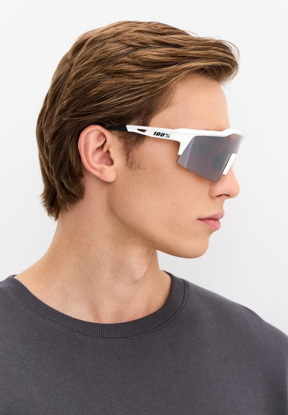 Спортивные очки с диоптриями 100% Speedcraft SL / Matte White / HiPER Silver Mirror Lens