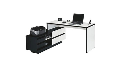 Компьютерный стол 13 Черный 190/ Белый 101 150*173*73 см, Черный 190/ Белый 101   Фиеста