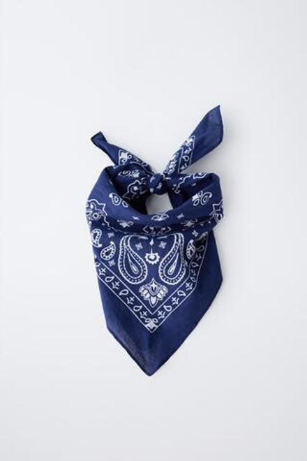 ZARA БАНДАНА С ПРИНТОМ, СИНИЙ