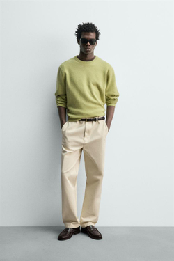 ZARA БРЮКИ ЧИНОС REGULAR FIT, СВЕТЛО-БЕЖЕВЫЙ