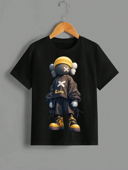 Футболка с принтом ДТФ KAWS черная