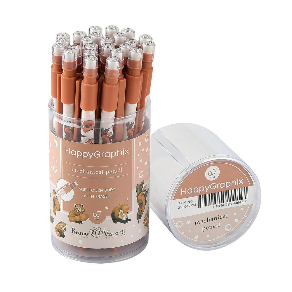 Карандаш механический с ластиком 0,7 мм "HappyGraphix. Ред Панды" (BrunoVisconti)