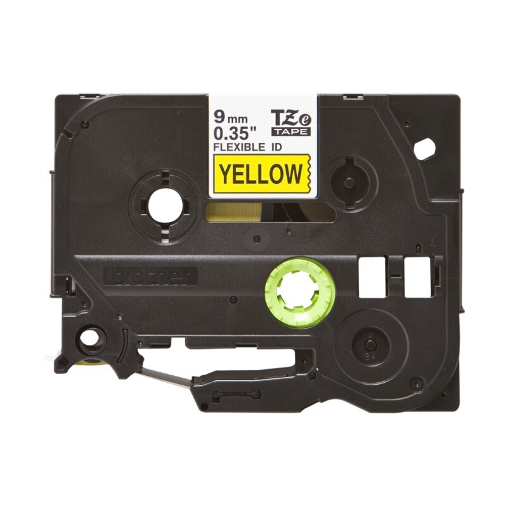 Brother TZE-FX621 кассета с лентой для печати наклеек (эластичная), чёрный шрифт на жёлтой основе, 9мм*8м