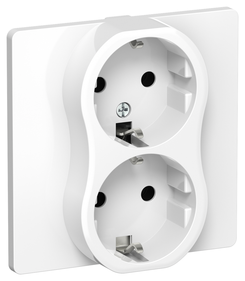FLITE Розетка 2-местная с заземлением без защитных шторок безвинтовое крепление 16А РС12-1-К-ФлБ белый IEK