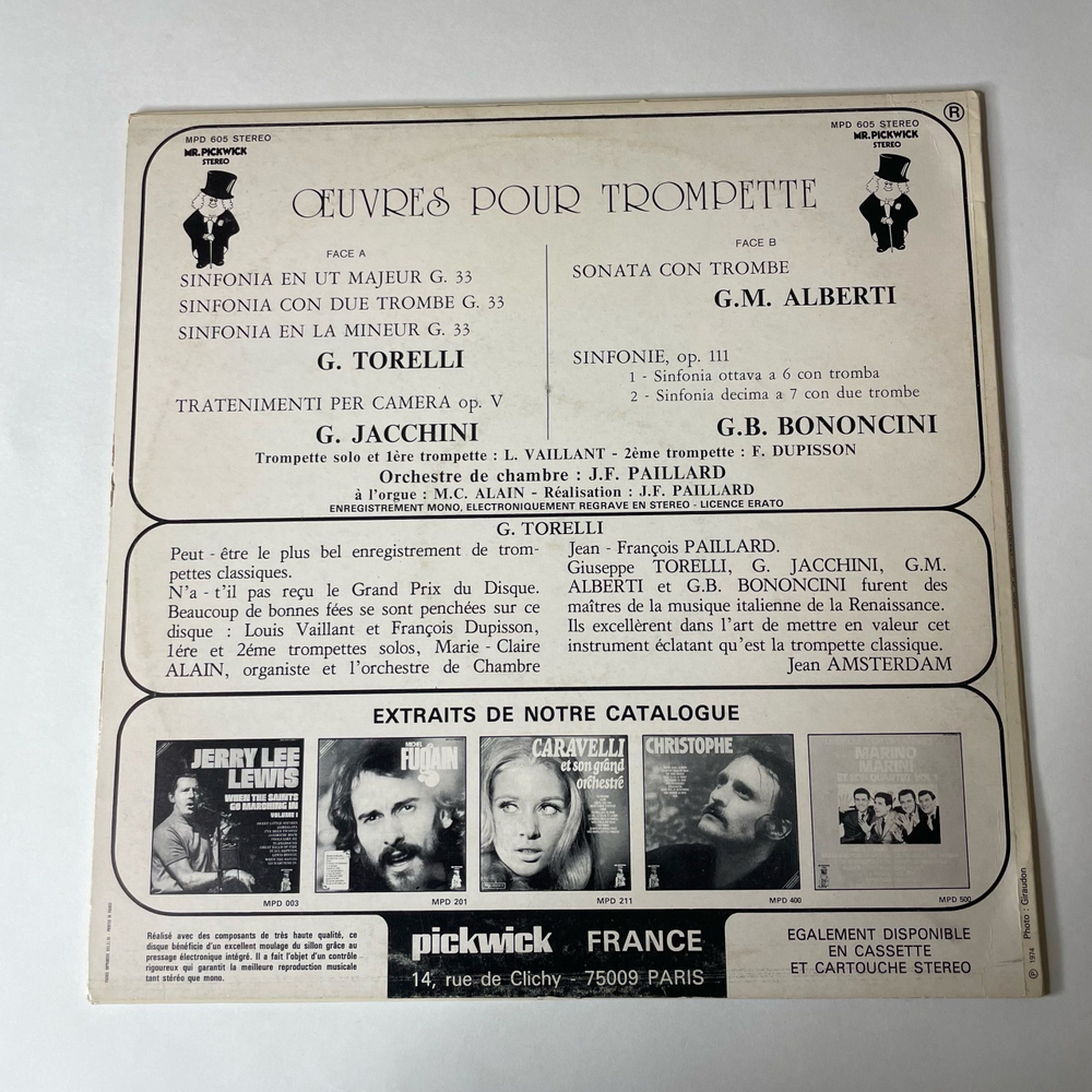 Винтажная виниловая пластинка LP Ludovic Vaillant, Ferdinand Dupisson, Oeuvres Pour Trompette Произведения Для Духовых (Франция 1974)