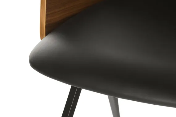 Обеденный стул Dune, черная экокожа, спинка орех
