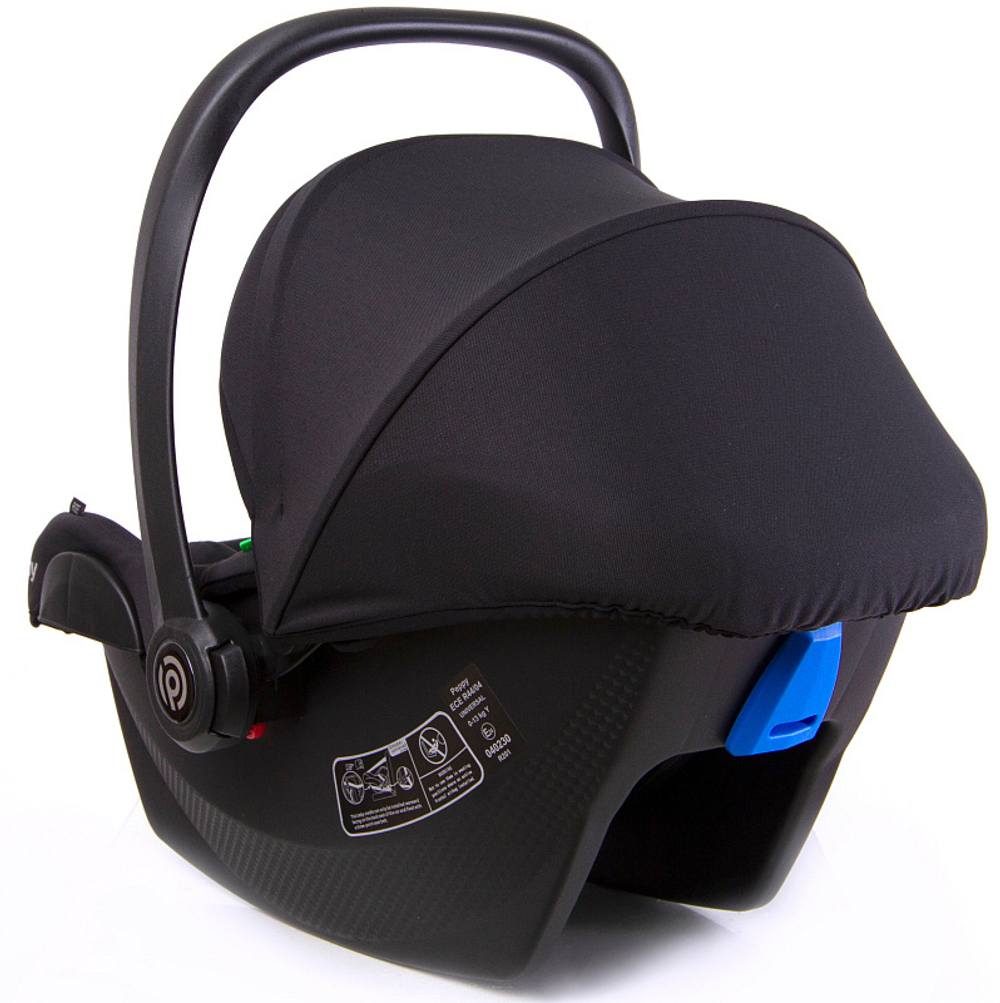 Детская коляска Peppy Monaco 3 в 1 с автокреслом Rise Brilliant black (черный), рама черный глянец