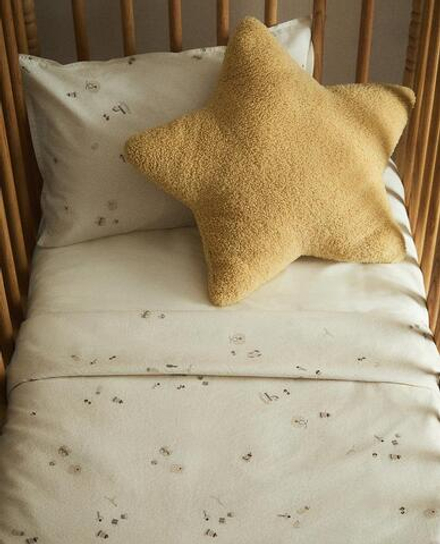 ZARA HOME ДЕТСКИЙ ПОДОДЕЯЛЬНИК С ПРИНТОМ, ЖЕЛТОВАТО-БЕЛЫЙ