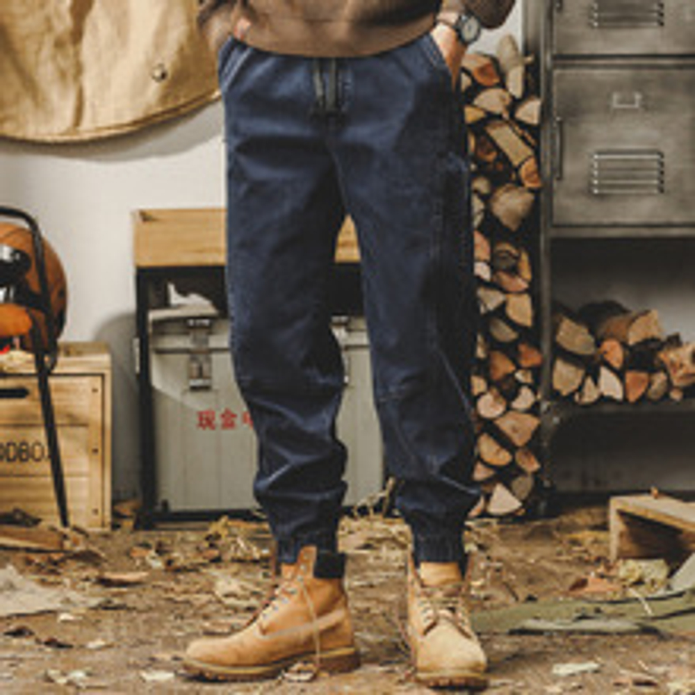 Модные мужские повседневные рабочие брюки c резинкой внизу