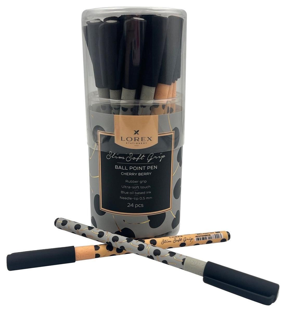 Ручка масляная 0,5мм. "Cherry berry" Slim Soft Grip синий ассорти кругл.корп. ultra-soft touch (LORE