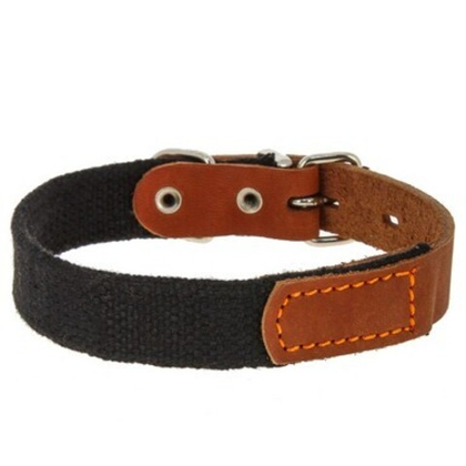 КАСКАД Ошейник брезентовый с кожей 25 мм, 43-61 см
