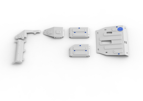 Защита картера, КПП, топливного бака, редуктора, топливных и тормозных магистралей Rival для Haval Dargo АКПП 4WD 2022-н.в., алюминий 3 мм, с крепежом, штампованная, 6 частей, K333.9424.1