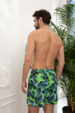 Летние мужские пляжные шорты с листиками (Размер: L) (Цвет: зеленый)