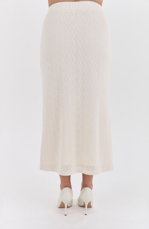 Юбка из ажурного трикотажа, молочный