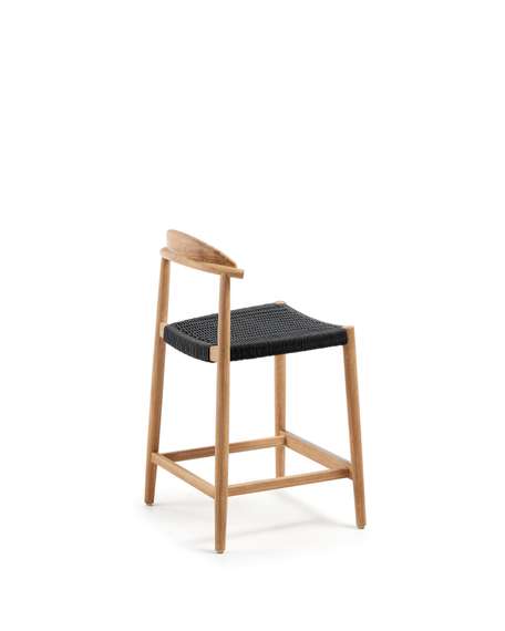 Полубарный стул Nina 62 см из массива акации с натуральной отделкой и черной веревкой