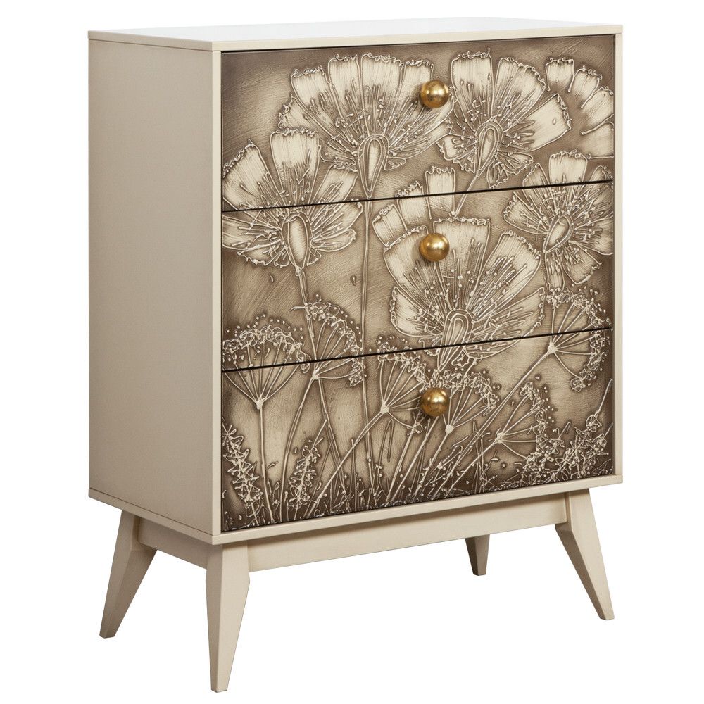 Комод Маки с 3 ящиками Айвори