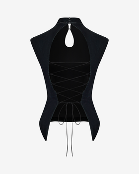 Топ-ципао из бархата с открытой спиной на шнуровке