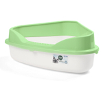 Туалет для кошек угловой с бортом "Дельта", белый/фисташковый, 575*465*220мм, серия HYGIENE, Triol