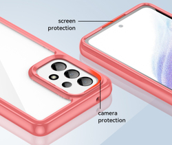 Двухкомпонентный усиленный чехол с красными рамками на Samsung Galaxy A53 5G, мягкий отклик кнопок