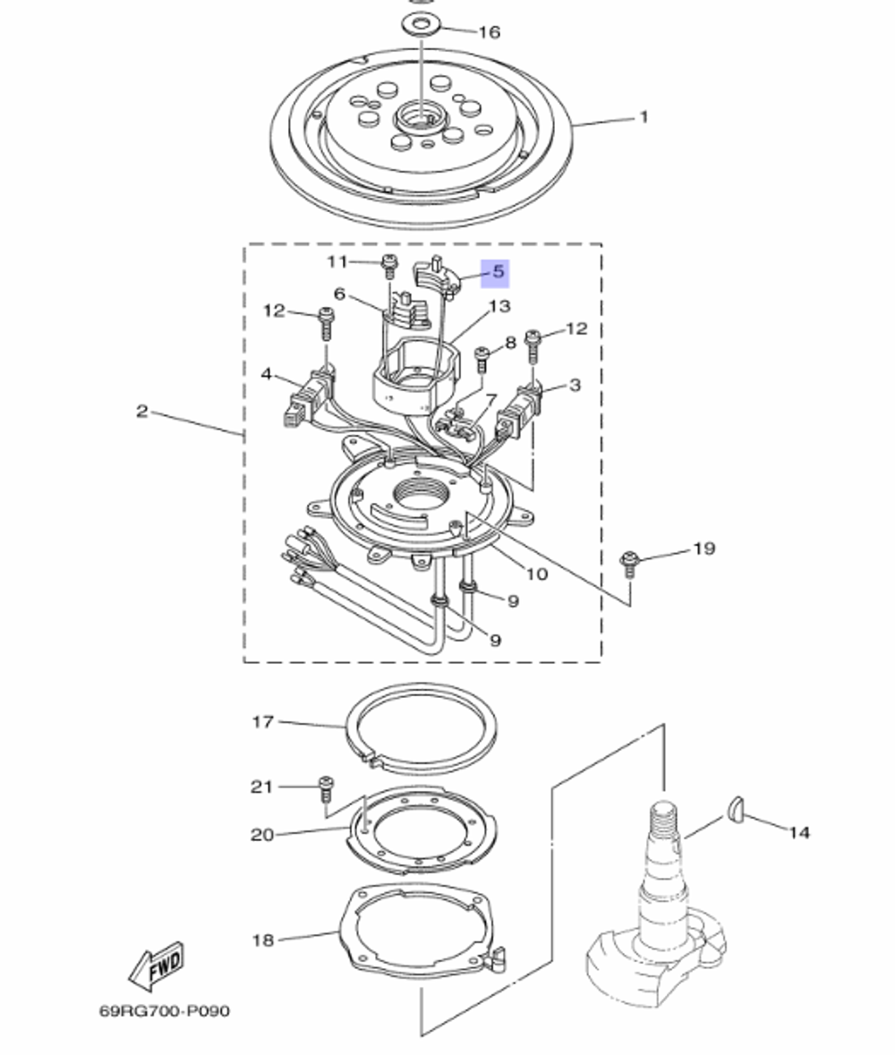 Датчик Холла Yamaha 25/30лс (61N855430900)