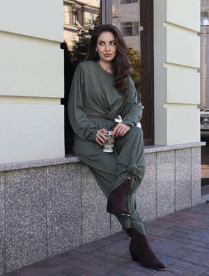 Костюм из трикотажа удлиненный Лонг и брюки