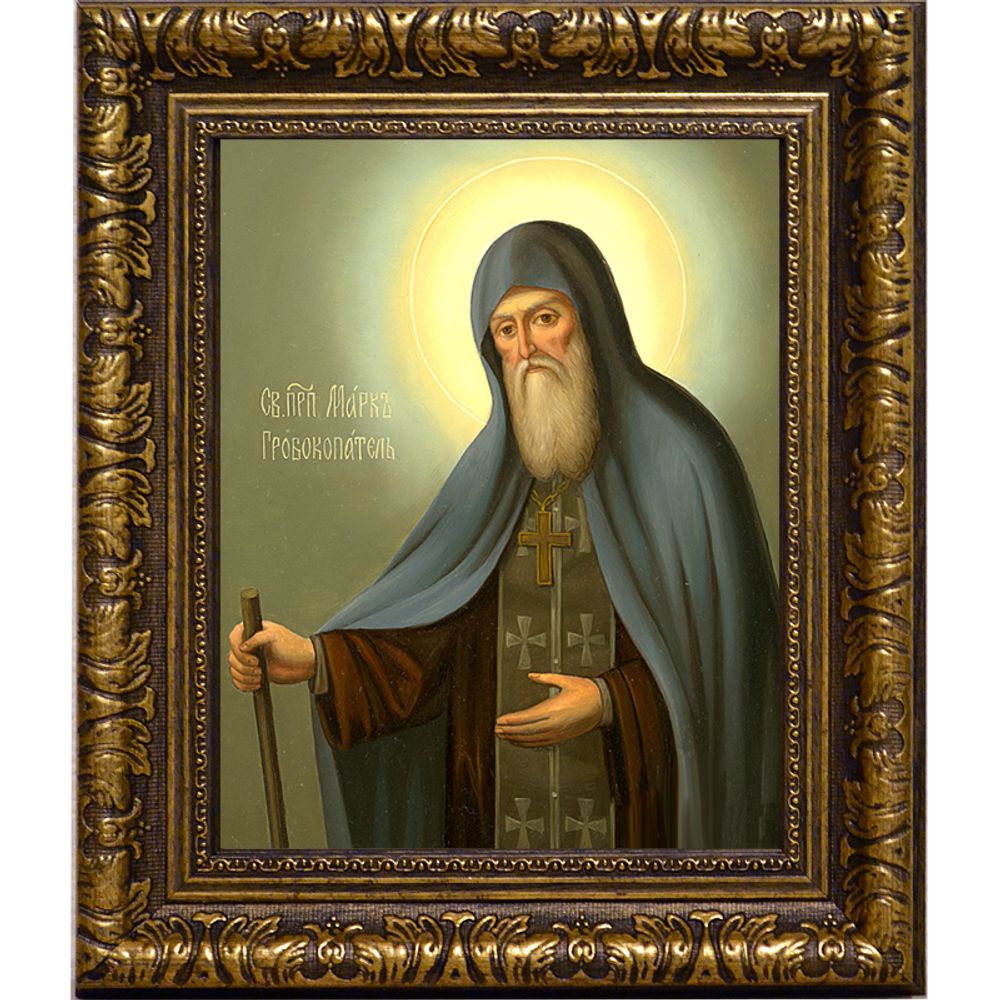 Марк Печерский преподобный, гробокопатель. Икона на холсте.