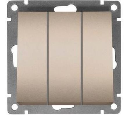 Выключатель трехклавишный "UNIVersal" серия "Афина", с/у, 10А, 220В, шампань (еврослот) (HU2330)